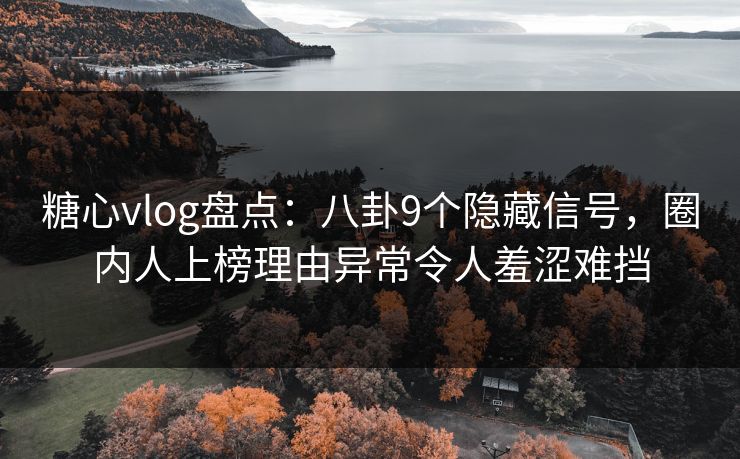 糖心vlog盘点：八卦9个隐藏信号，圈内人上榜理由异常令人羞涩难挡