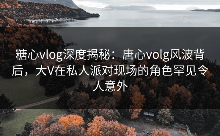 糖心vlog深度揭秘：唐心volg风波背后，大V在私人派对现场的角色罕见令人意外