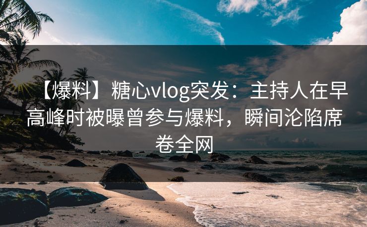 【爆料】糖心vlog突发:主持人在早高峰时被曝曾参与爆料,瞬间沦陷席卷全网