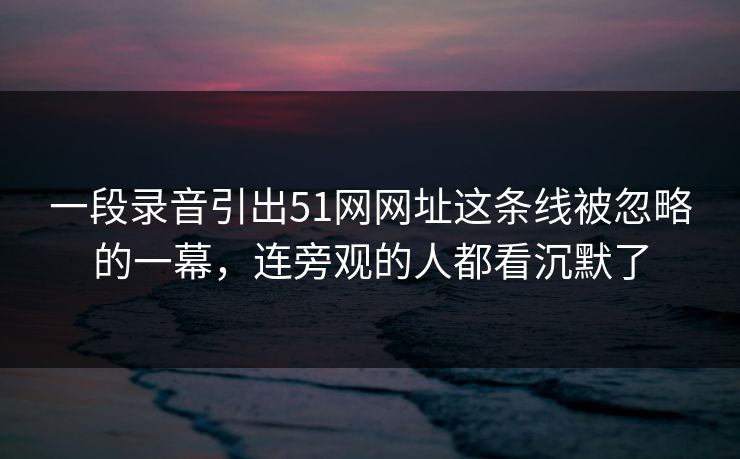 一段录音引出51网网址这条线被忽略的一幕,连旁观的人都看沉默了