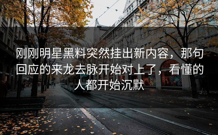 刚刚明星黑料突然挂出新内容,那句回应的来龙去脉开始对上了,看懂的人都开始沉默
