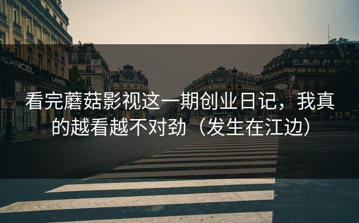看完蘑菇影视这一期创业日记,我真的越看越不对劲(发生在江边)